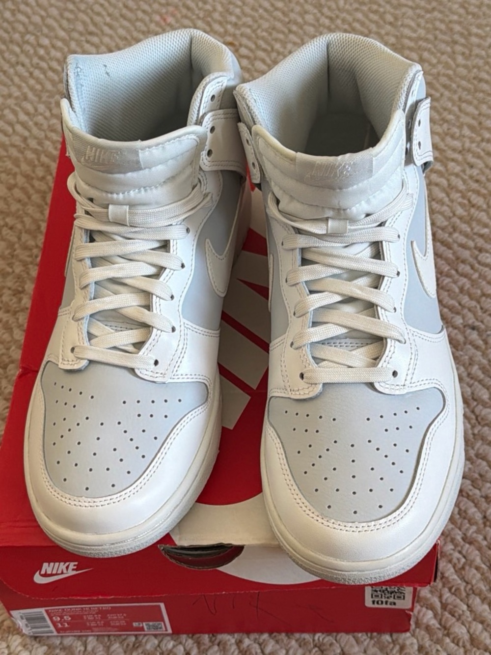 Nike High-Top Sneakers in White and Light Gray